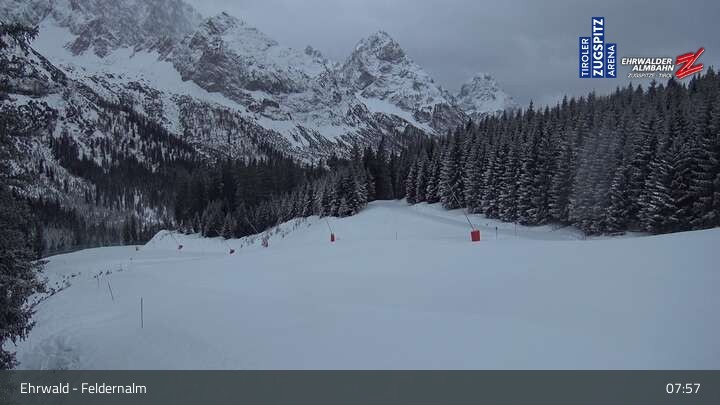Archived image Webcam Ehrwald Alm - Feldernalm Zugspitze
