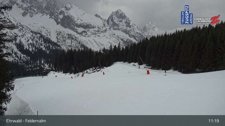 Archived image Webcam Ehrwald Alm - Feldernalm Zugspitze