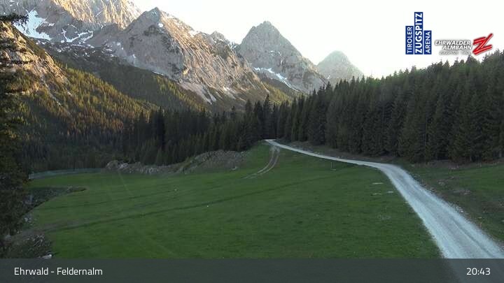 Archived image Webcam Ehrwald Alm - Feldernalm Zugspitze