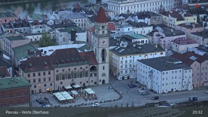 Archiv Foto Webcam Passau: Panoramablick auf Donau, Ortspitze und Altstadt