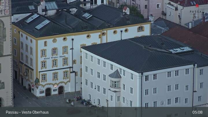 Archiv Foto Webcam Passau: Panoramablick auf Donau, Ortspitze und Altstadt