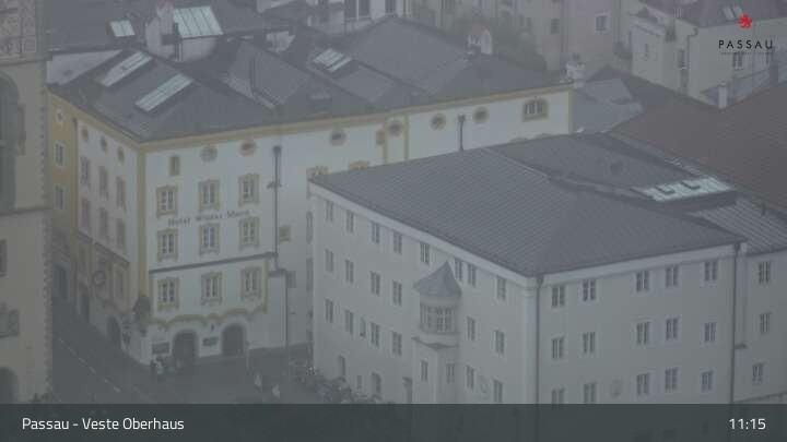 Archiv Foto Webcam Passau: Panoramablick auf Donau, Ortspitze und Altstadt