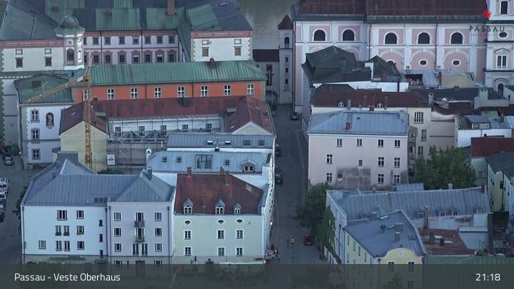 Archiv Foto Webcam Passau: Panoramablick auf Donau, Ortspitze und Altstadt