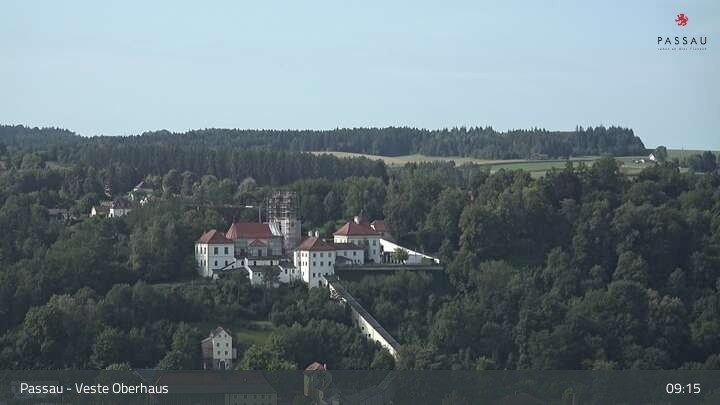 Archiv Foto Webcam Passau: Panoramablick auf Donau, Ortspitze und Altstadt