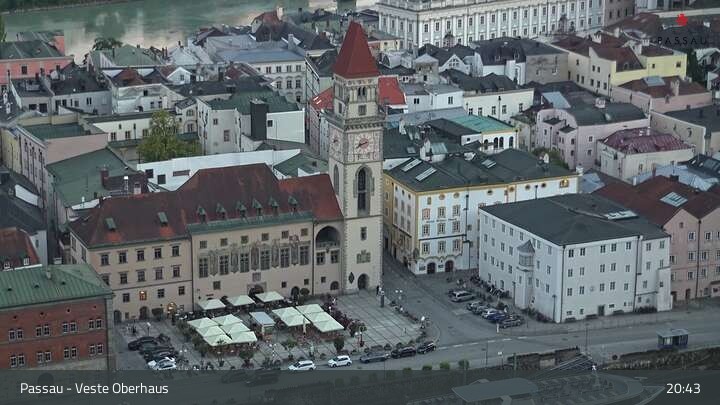 Archiv Foto Webcam Passau: Panoramablick auf Donau, Ortspitze und Altstadt