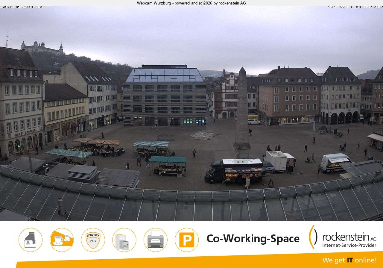 Archived image Webcam Wuerzburg marketplace