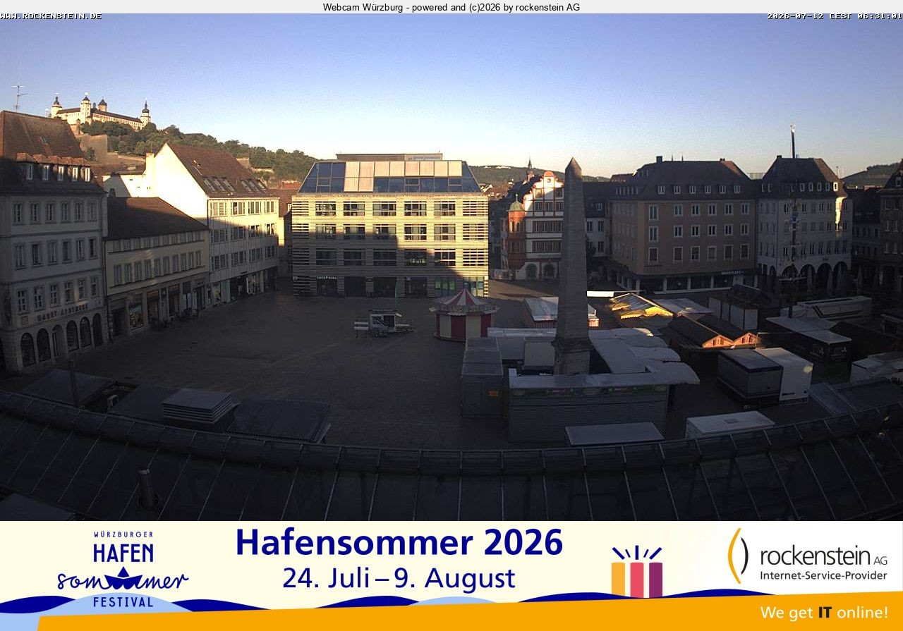 Archived image Webcam Wuerzburg marketplace