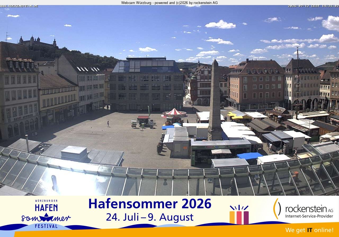 Archived image Webcam Wuerzburg marketplace