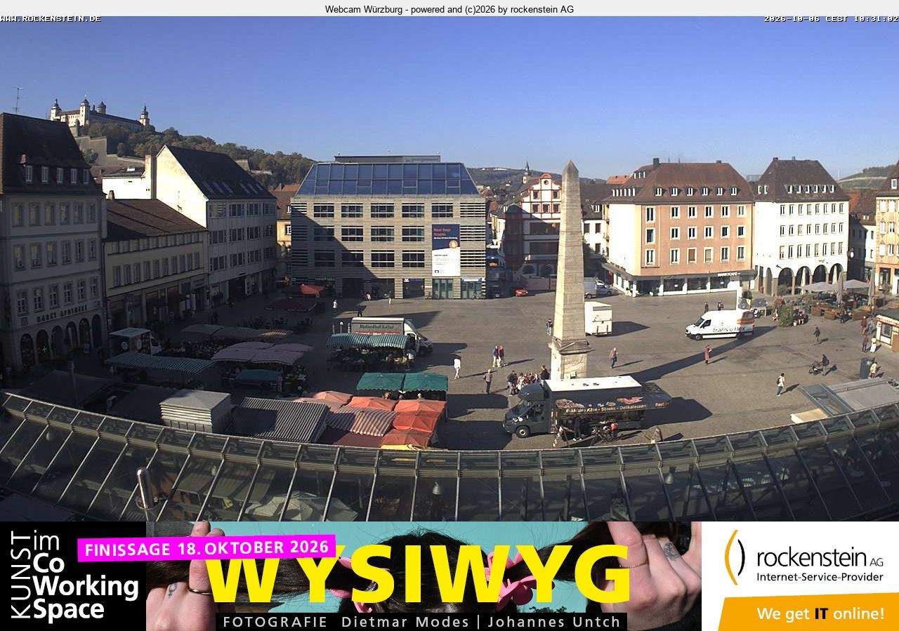Archived image Webcam Wuerzburg marketplace
