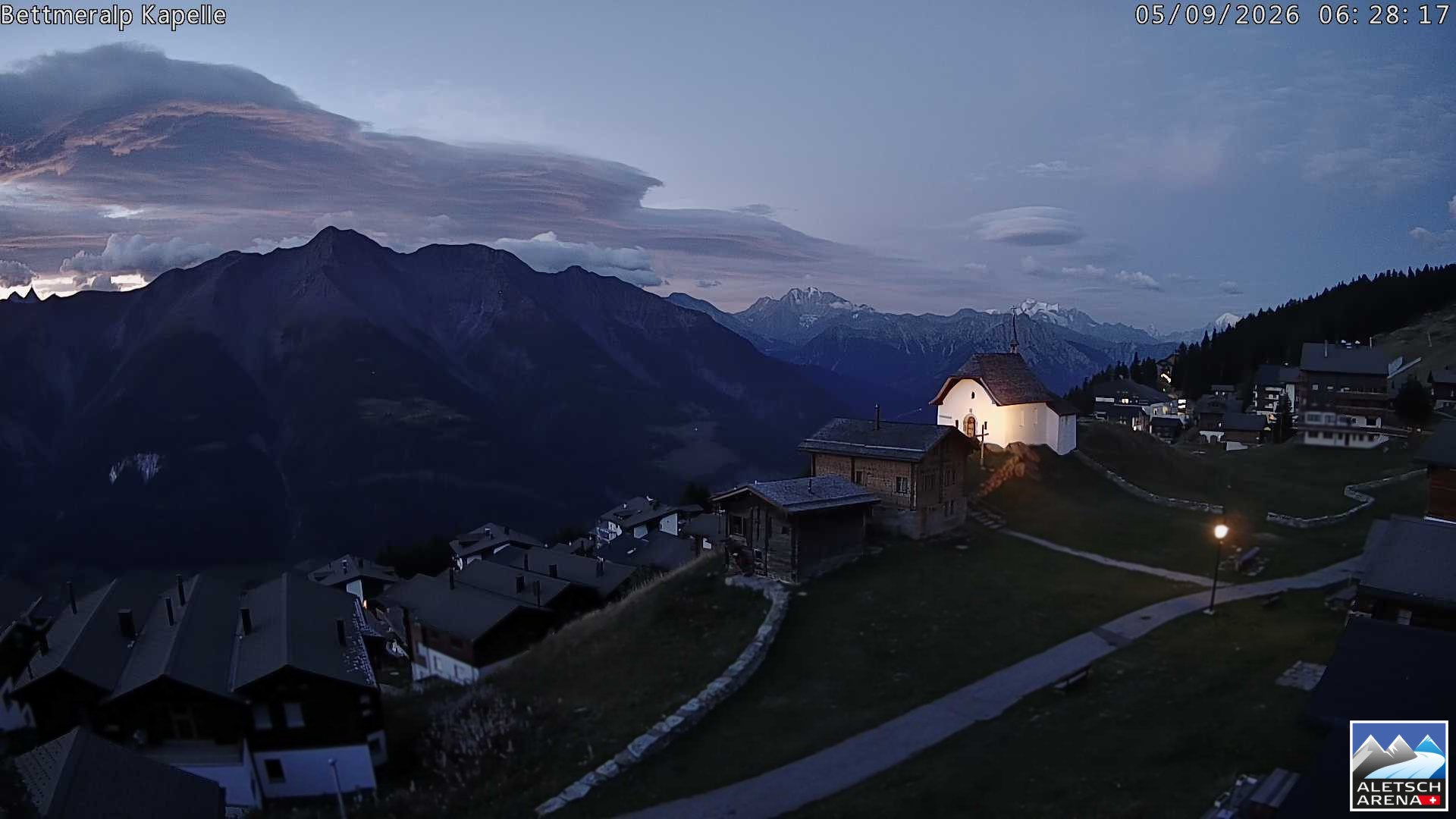 Archiv Foto Webcam Kapelle Bettmeralp