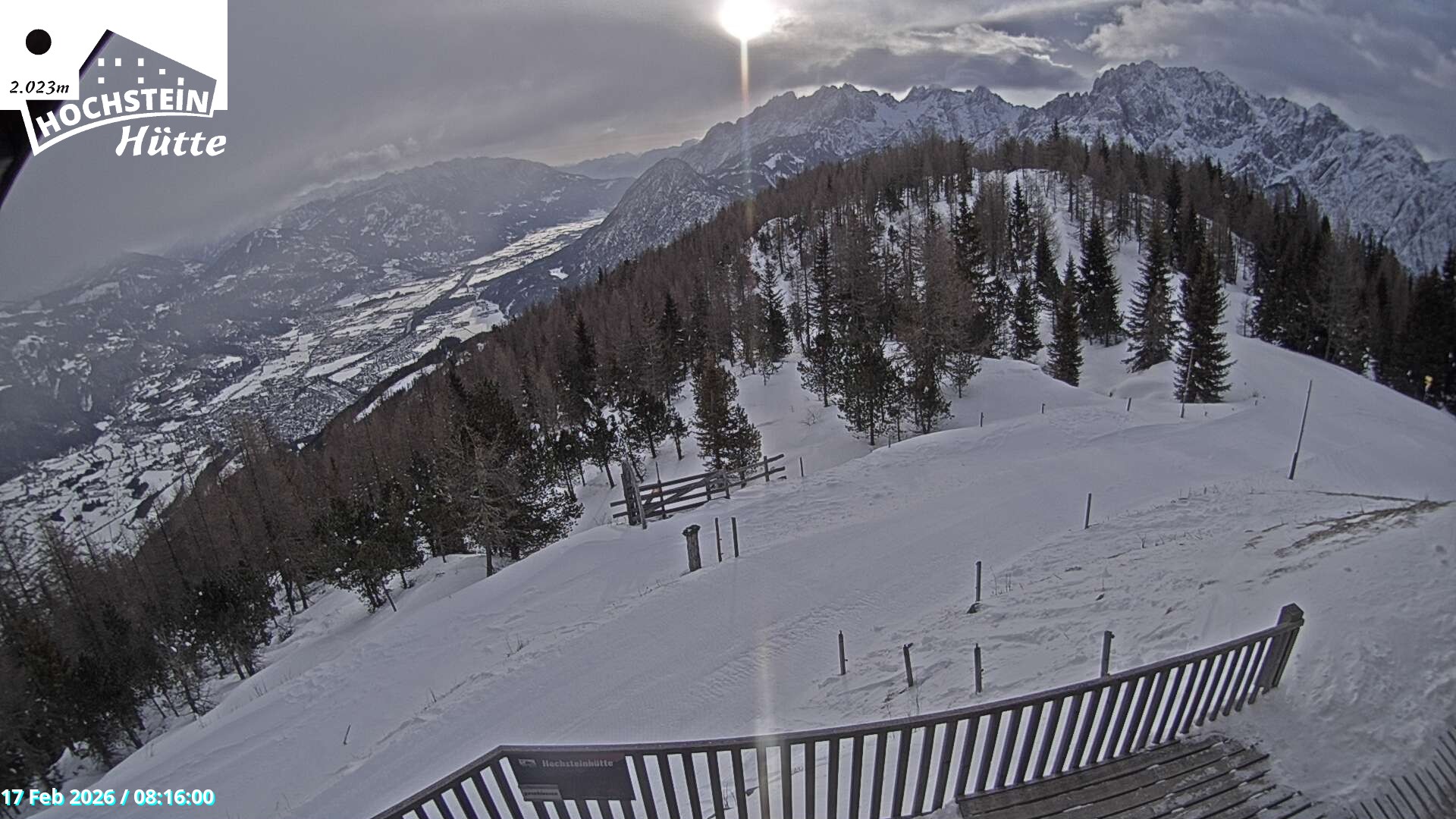 Archiv Foto Webcam Sicht von der Hochsteinhütte auf 2057 Meter