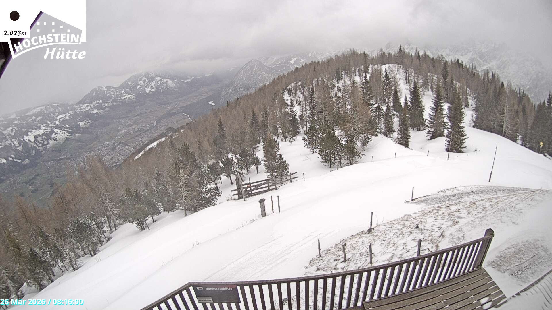Archiv Foto Webcam Sicht von der Hochsteinhütte auf 2057 Meter