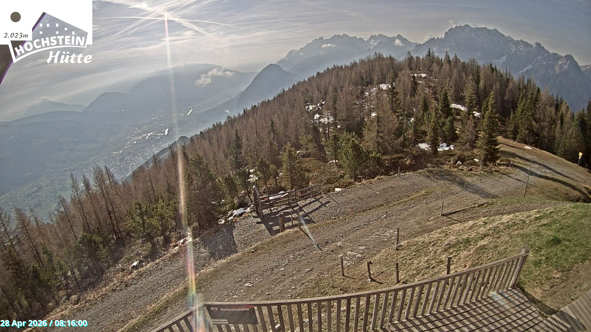 Archiv Foto Webcam Sicht von der Hochsteinhütte auf 2057 Meter