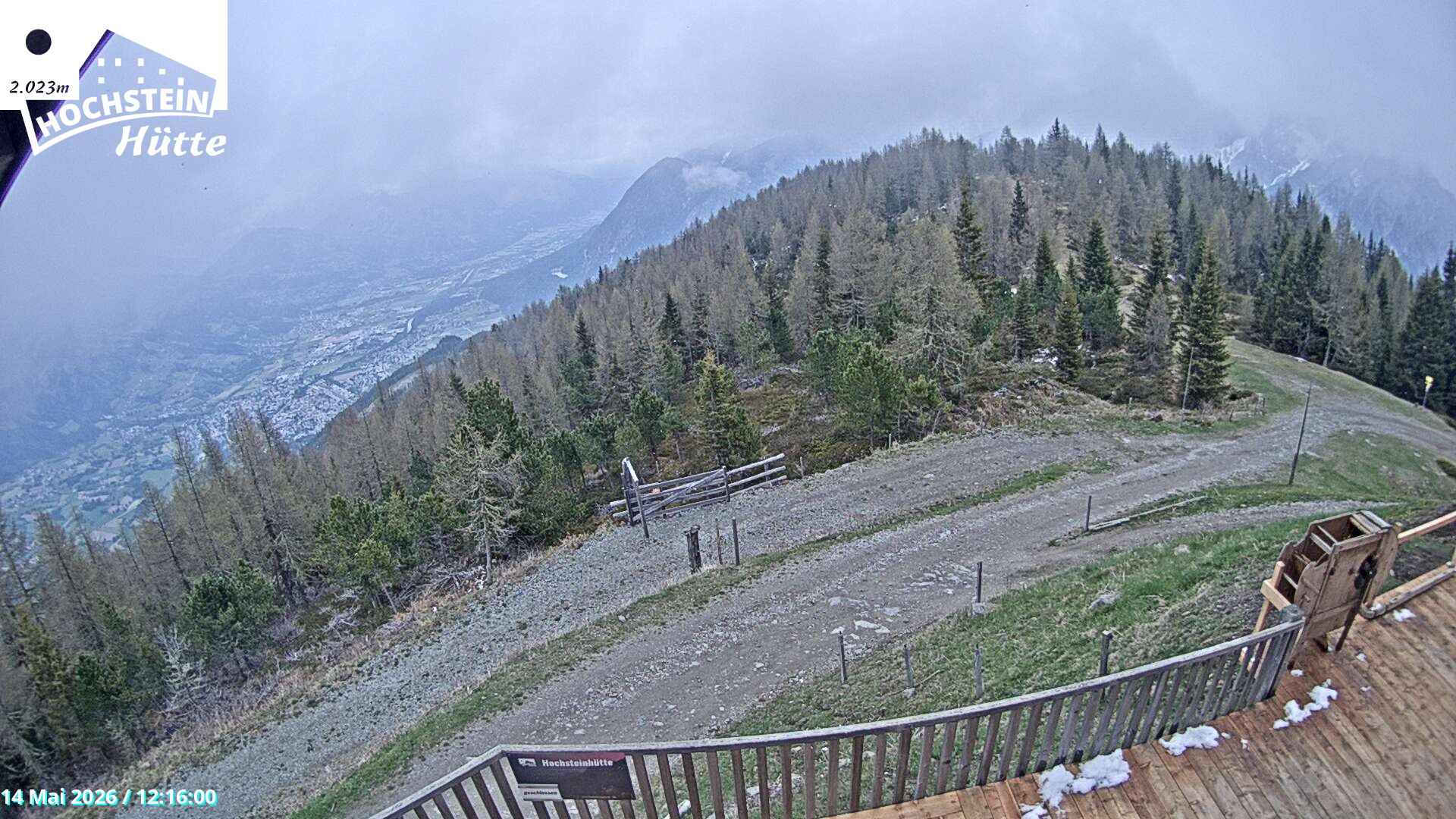 Archiv Foto Webcam Sicht von der Hochsteinhütte auf 2057 Meter