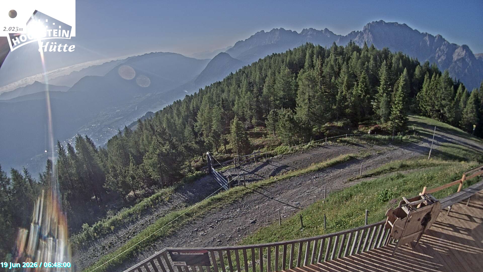 Archiv Foto Webcam Sicht von der Hochsteinhütte auf 2057 Meter