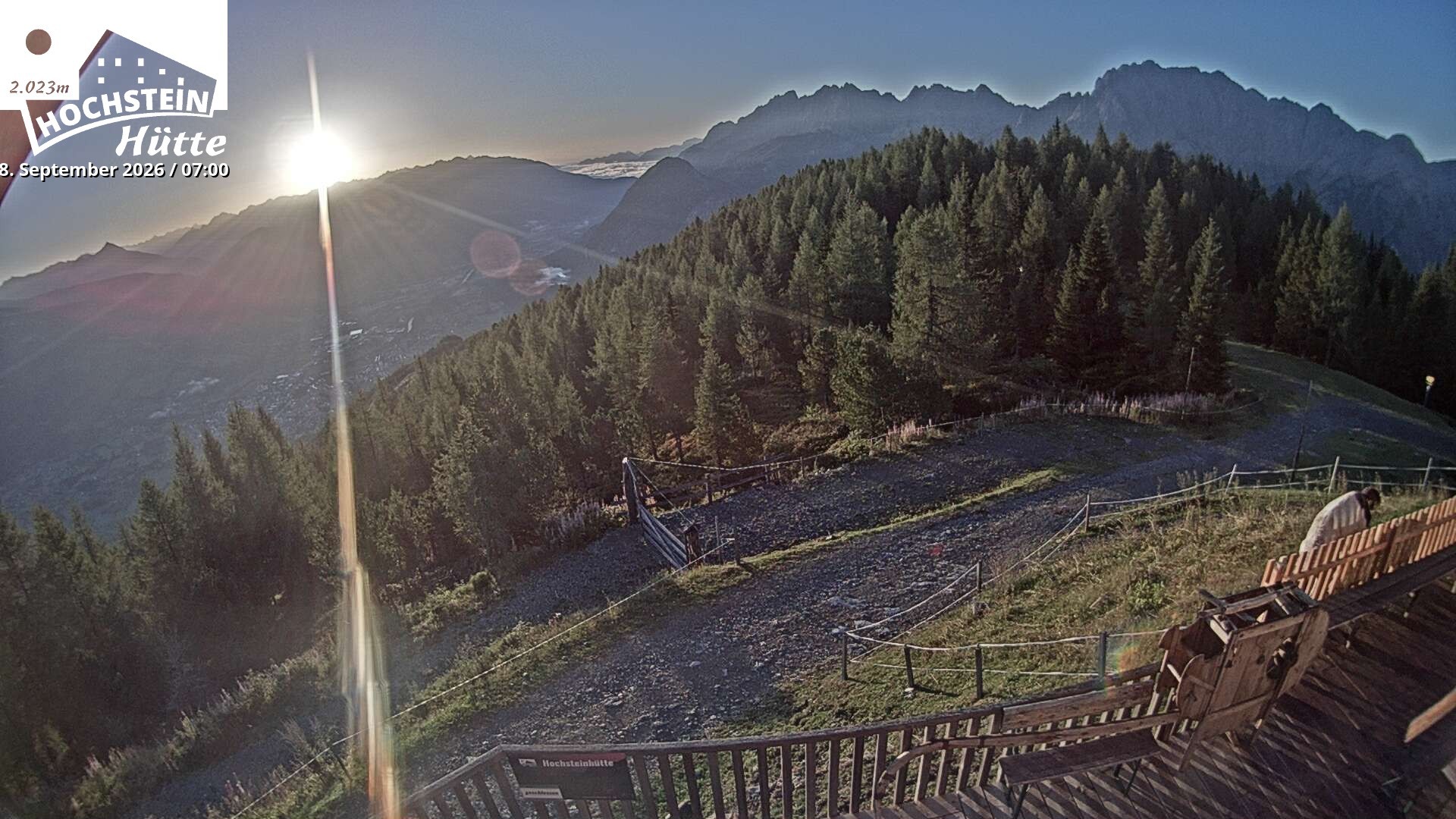 Archiv Foto Webcam Sicht von der Hochsteinhütte auf 2057 Meter