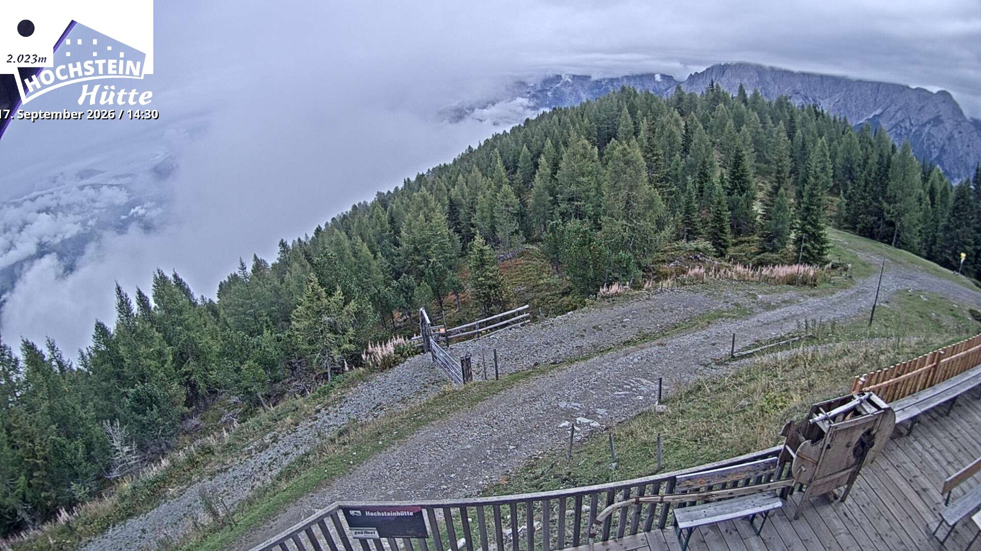 Archiv Foto Webcam Sicht von der Hochsteinhütte auf 2057 Meter