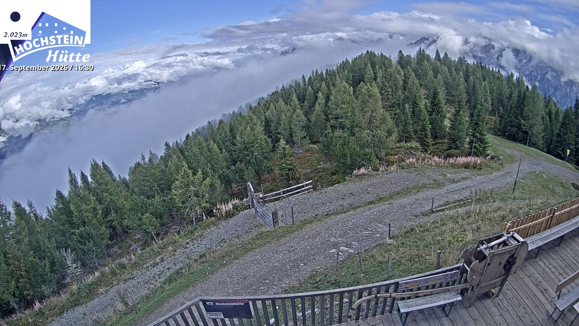 Archiv Foto Webcam Sicht von der Hochsteinhütte auf 2057 Meter
