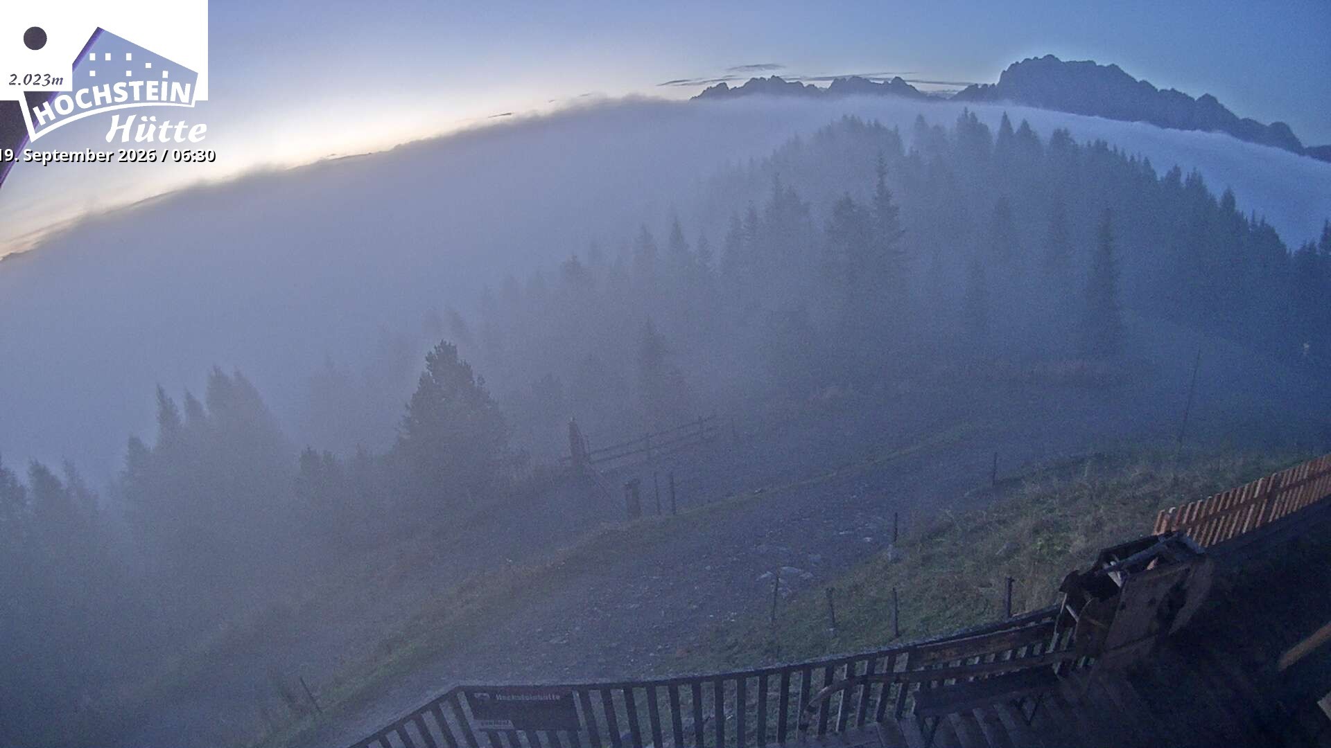 Archiv Foto Webcam Sicht von der Hochsteinhütte auf 2057 Meter
