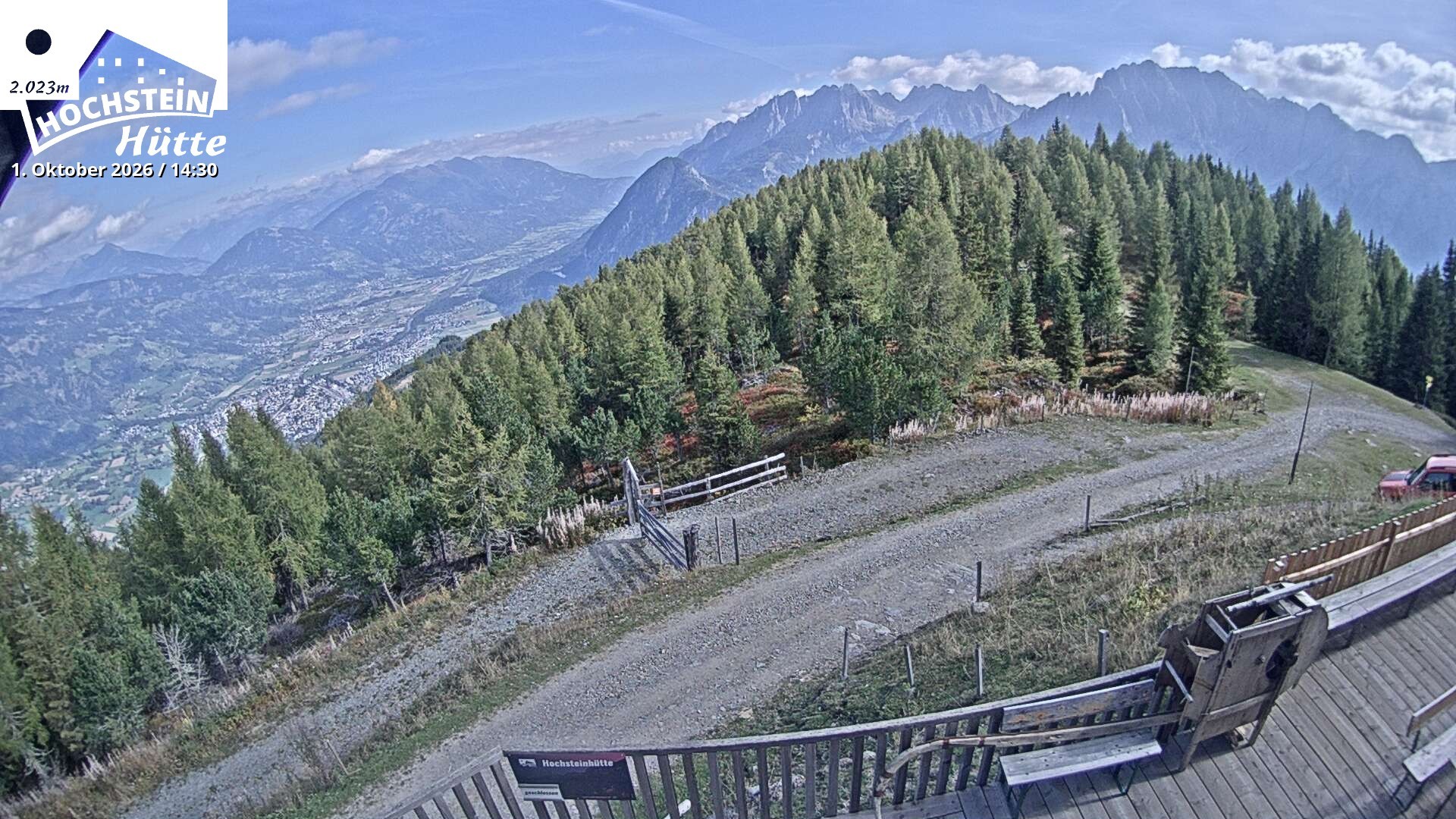 Archiv Foto Webcam Sicht von der Hochsteinhütte auf 2057 Meter