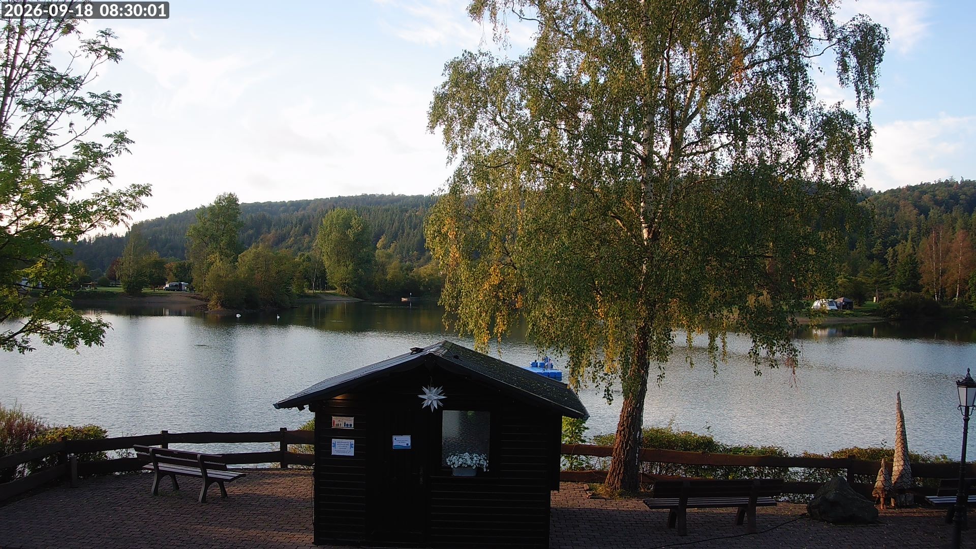 Archived image Webcam Lake Edersee: Camping Park Teichmann