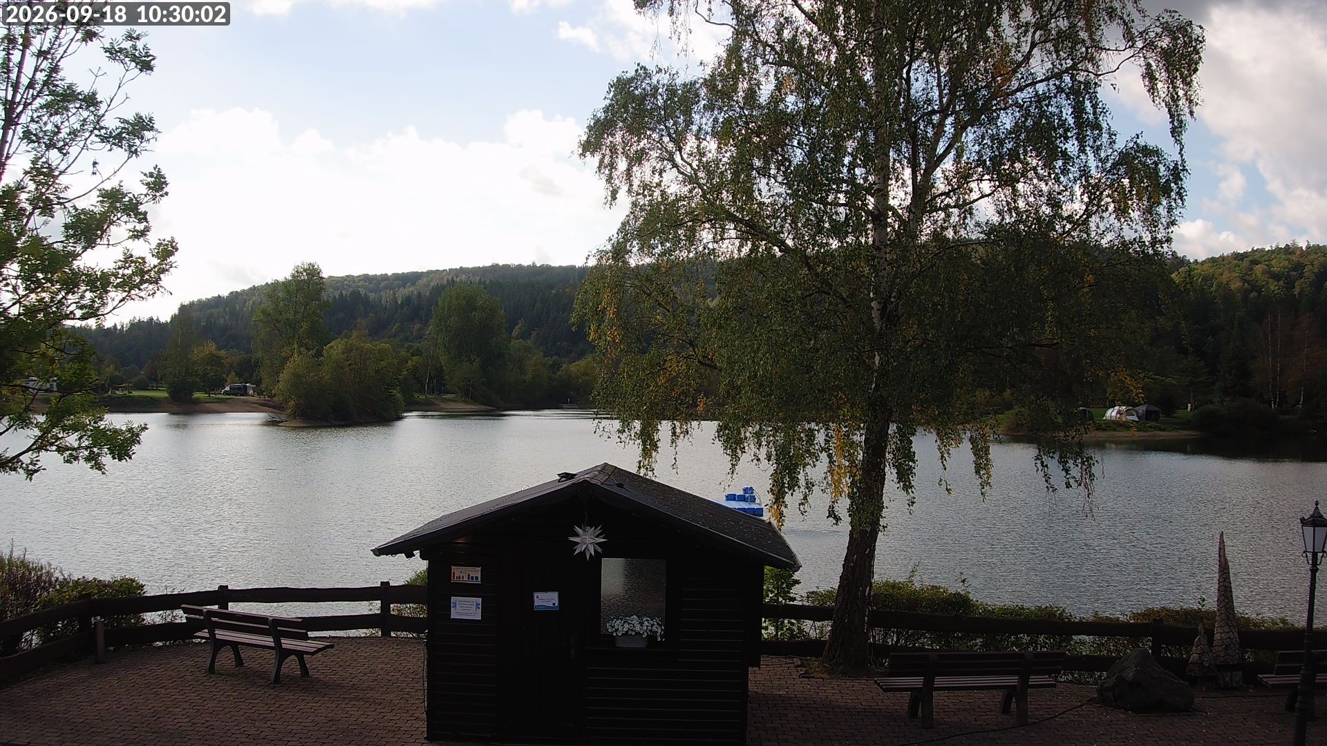 Archived image Webcam Lake Edersee: Camping Park Teichmann