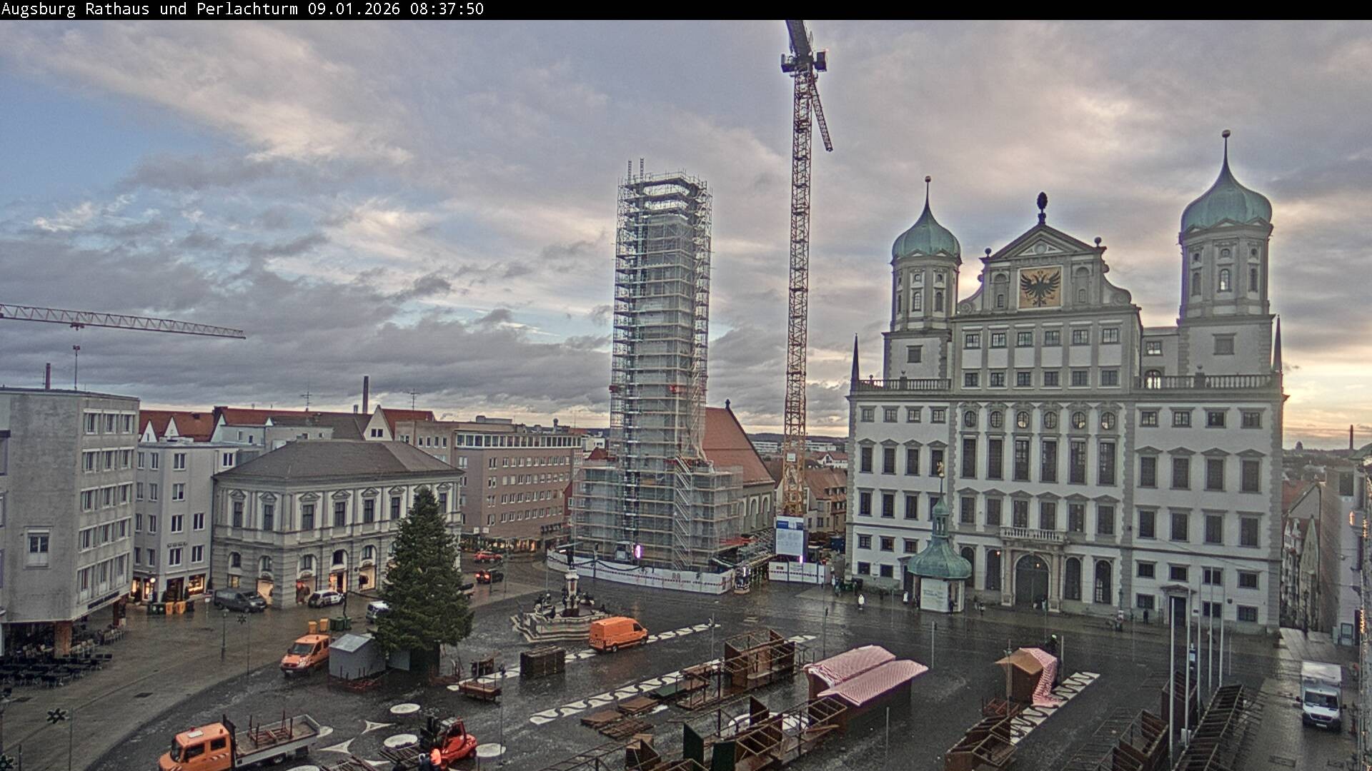 Archiv Foto Webcam Augsburger Rathausplatz und Perlachturm