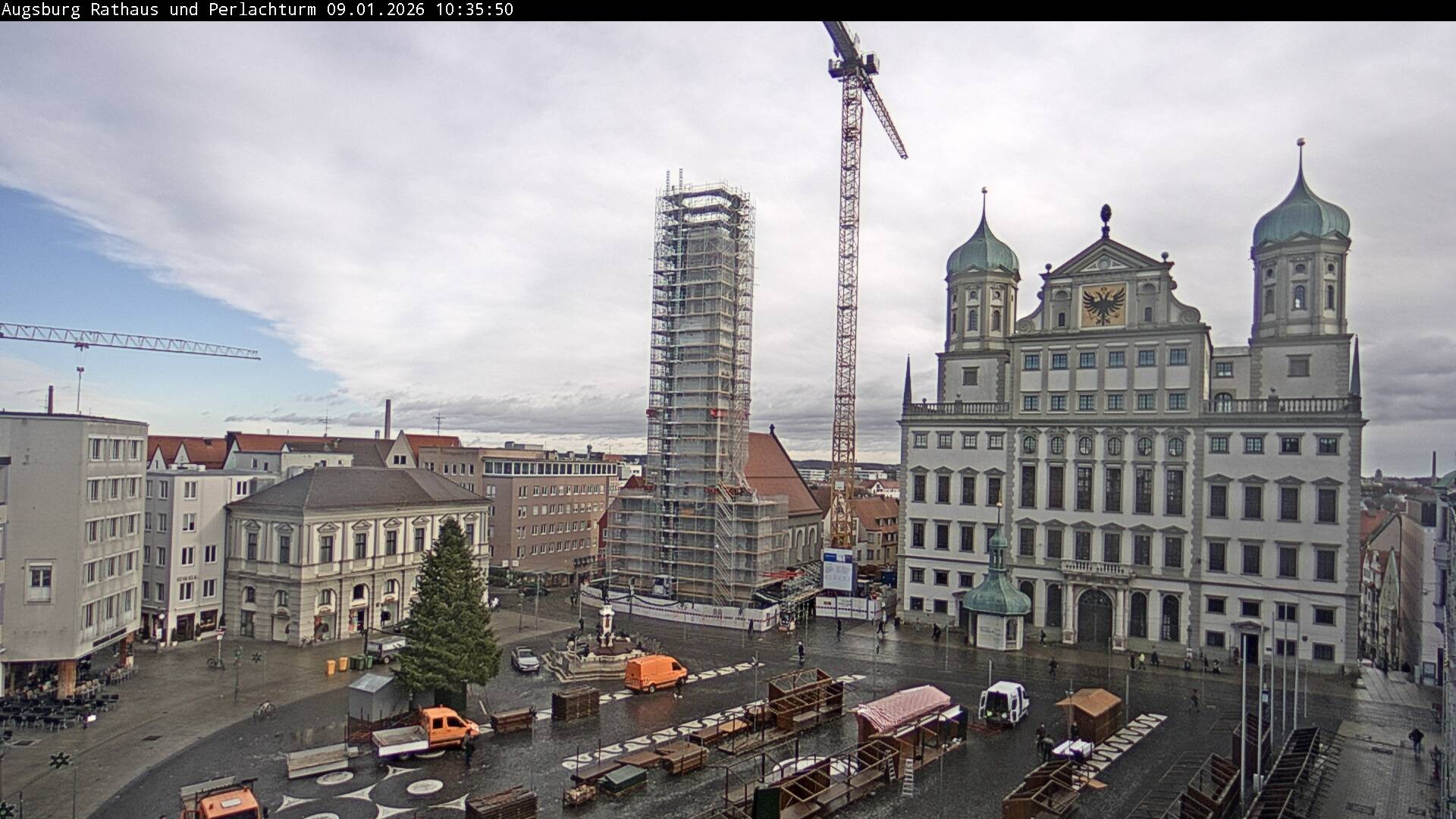 Archiv Foto Webcam Augsburger Rathausplatz und Perlachturm