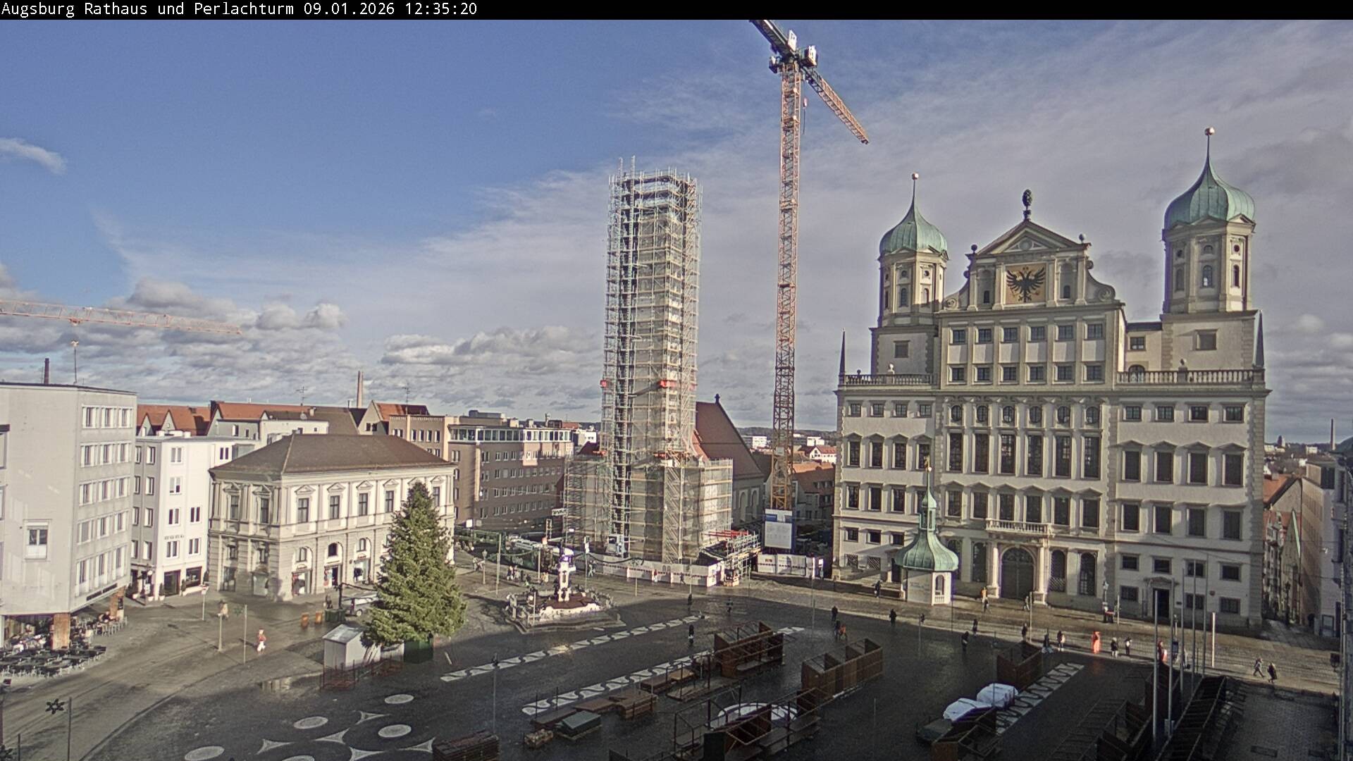 Archiv Foto Webcam Augsburger Rathausplatz und Perlachturm