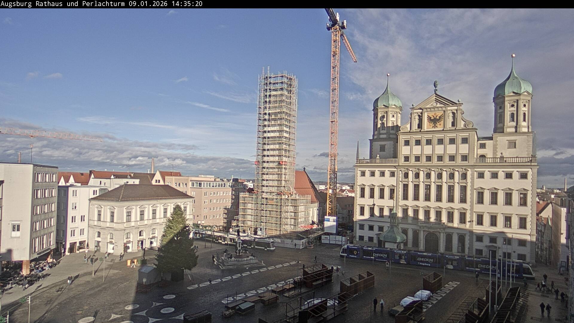 Archiv Foto Webcam Augsburger Rathausplatz und Perlachturm