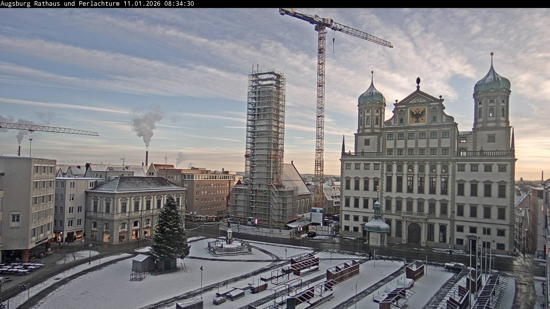 Archiv Foto Webcam Augsburger Rathausplatz und Perlachturm