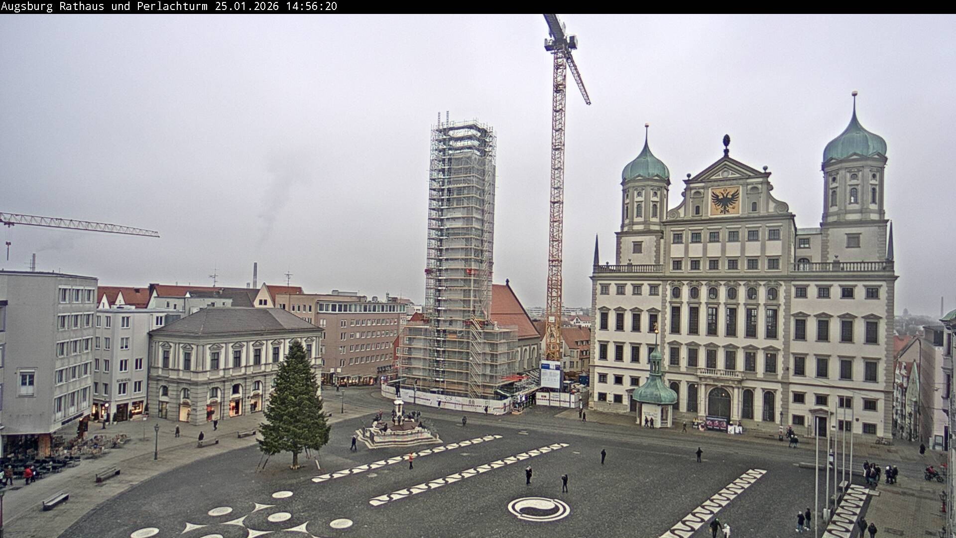 Archiv Foto Webcam Augsburger Rathausplatz und Perlachturm