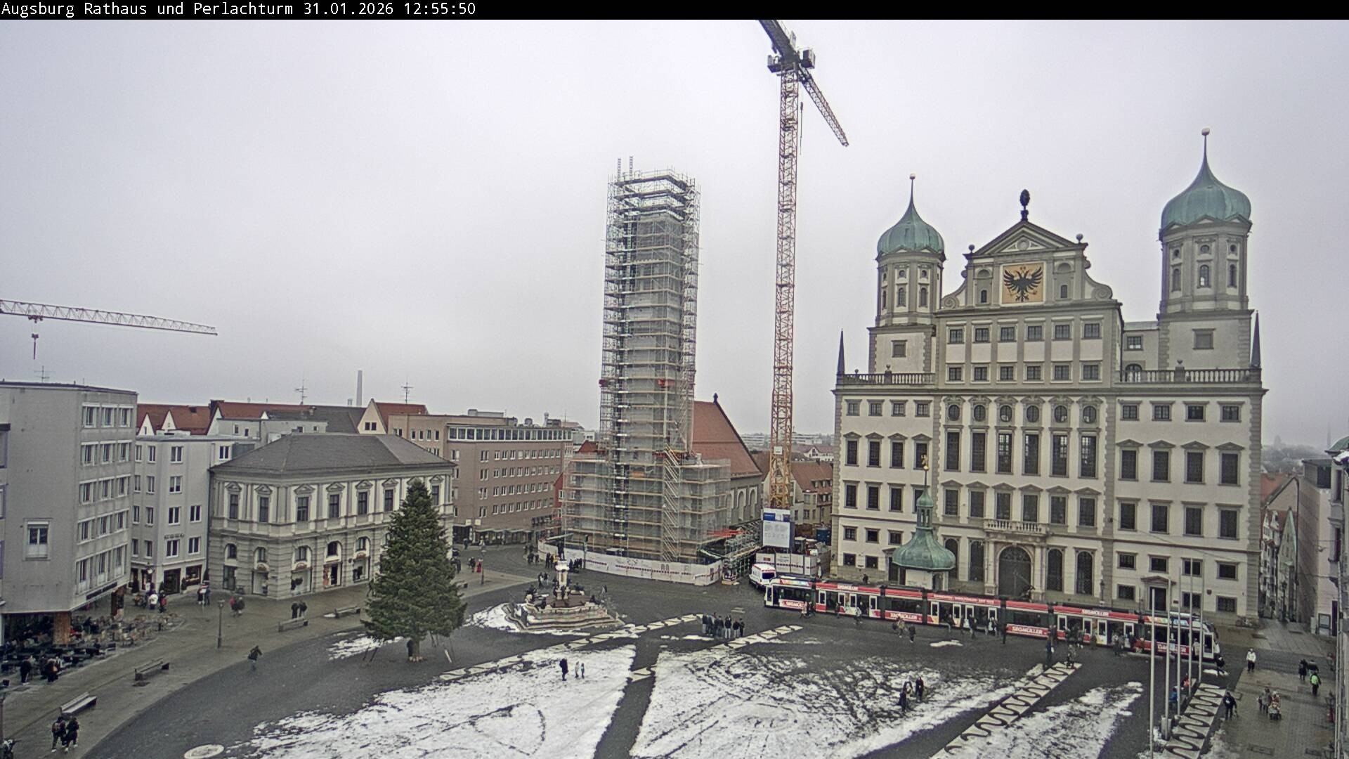 Archiv Foto Webcam Augsburger Rathausplatz und Perlachturm