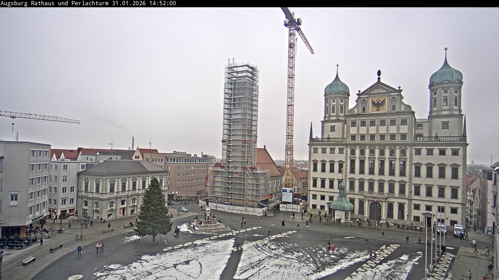 Archiv Foto Webcam Augsburger Rathausplatz und Perlachturm