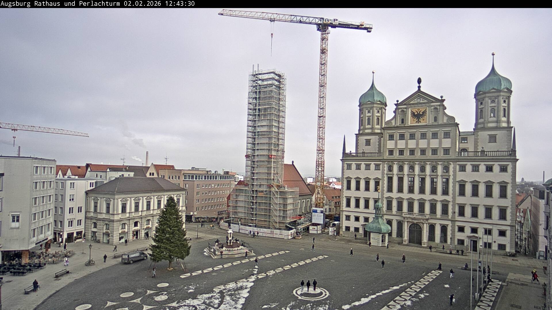 Archiv Foto Webcam Augsburger Rathausplatz und Perlachturm