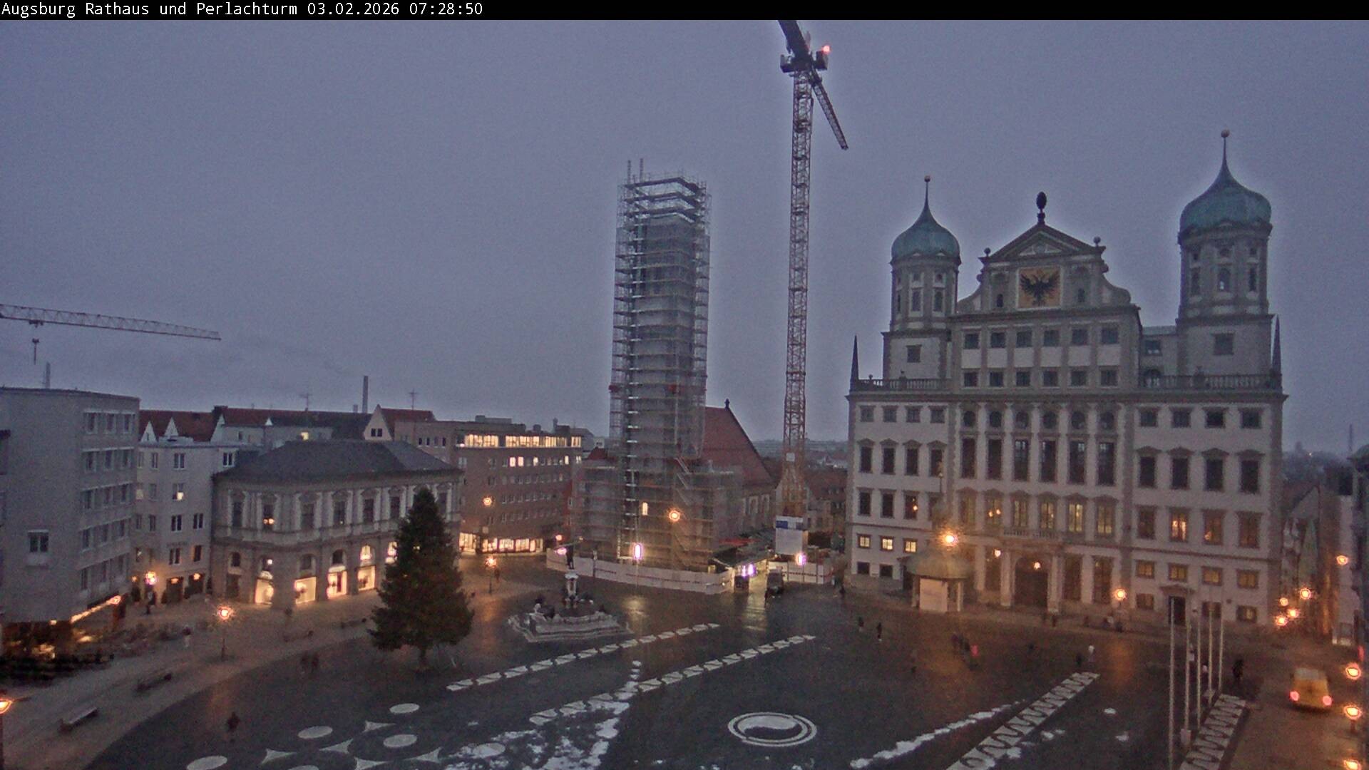 Archiv Foto Webcam Augsburger Rathausplatz und Perlachturm