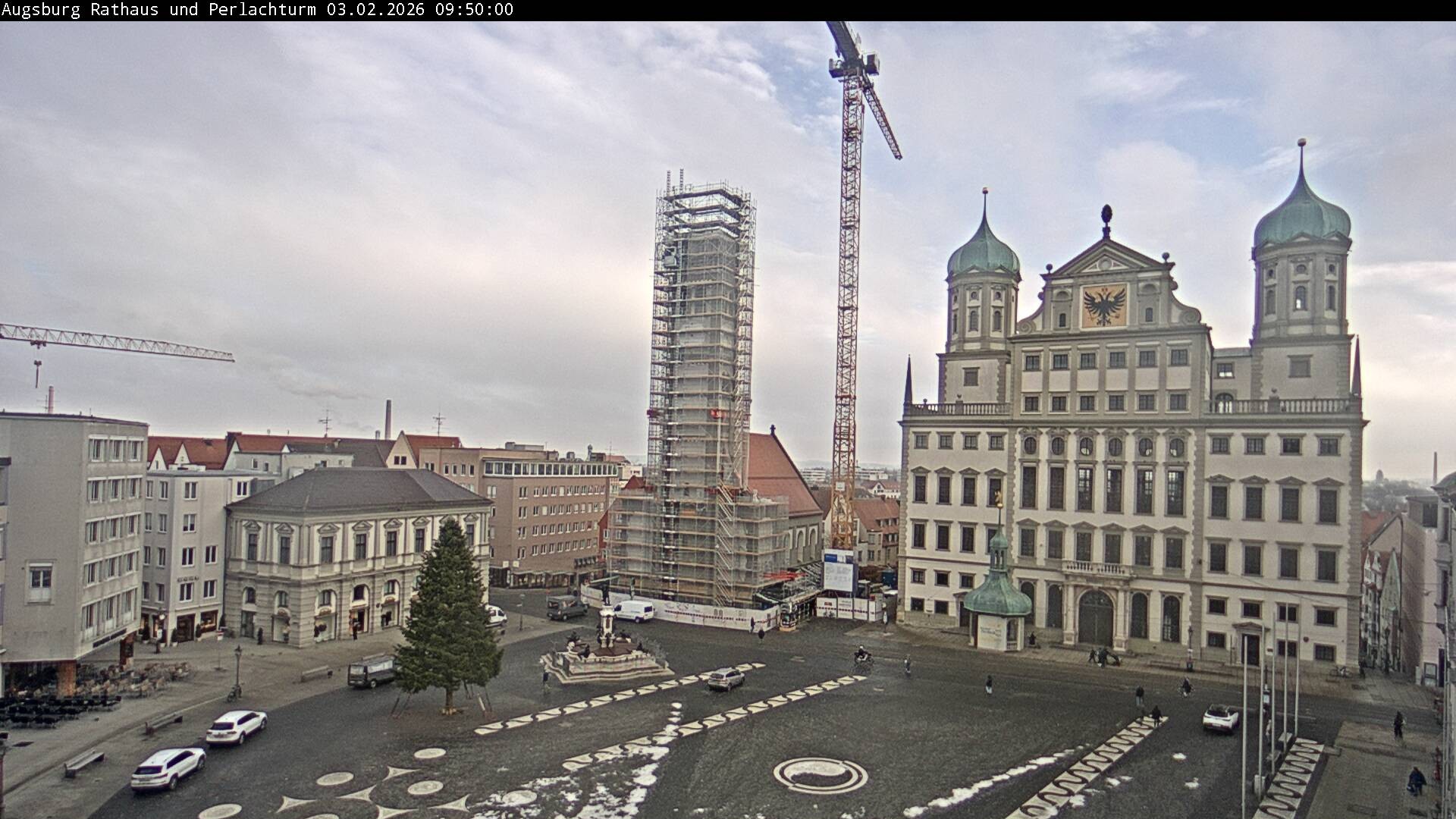 Archiv Foto Webcam Augsburger Rathausplatz und Perlachturm