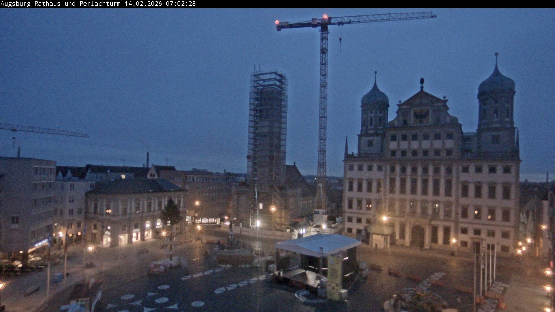 Archiv Foto Webcam Augsburger Rathausplatz und Perlachturm