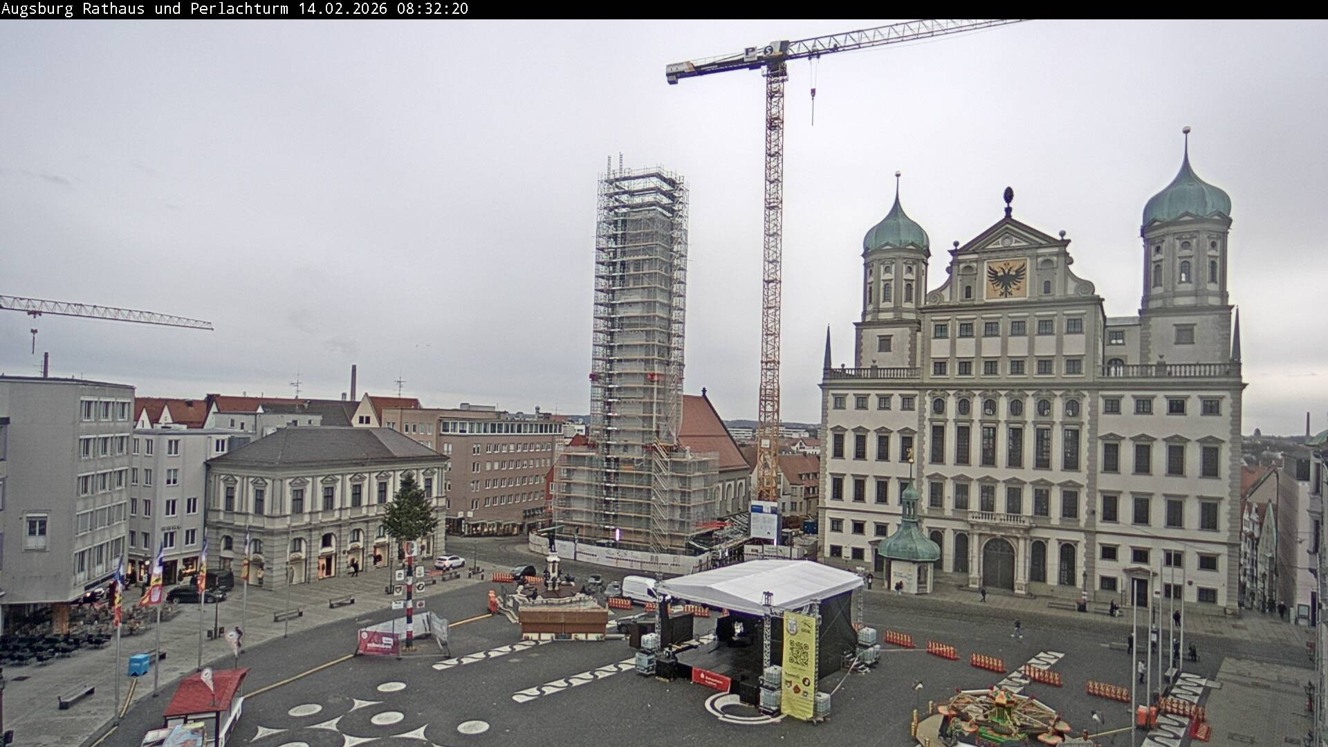 Archiv Foto Webcam Augsburger Rathausplatz und Perlachturm