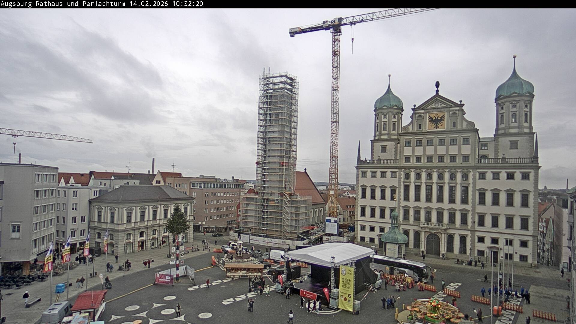 Archiv Foto Webcam Augsburger Rathausplatz und Perlachturm