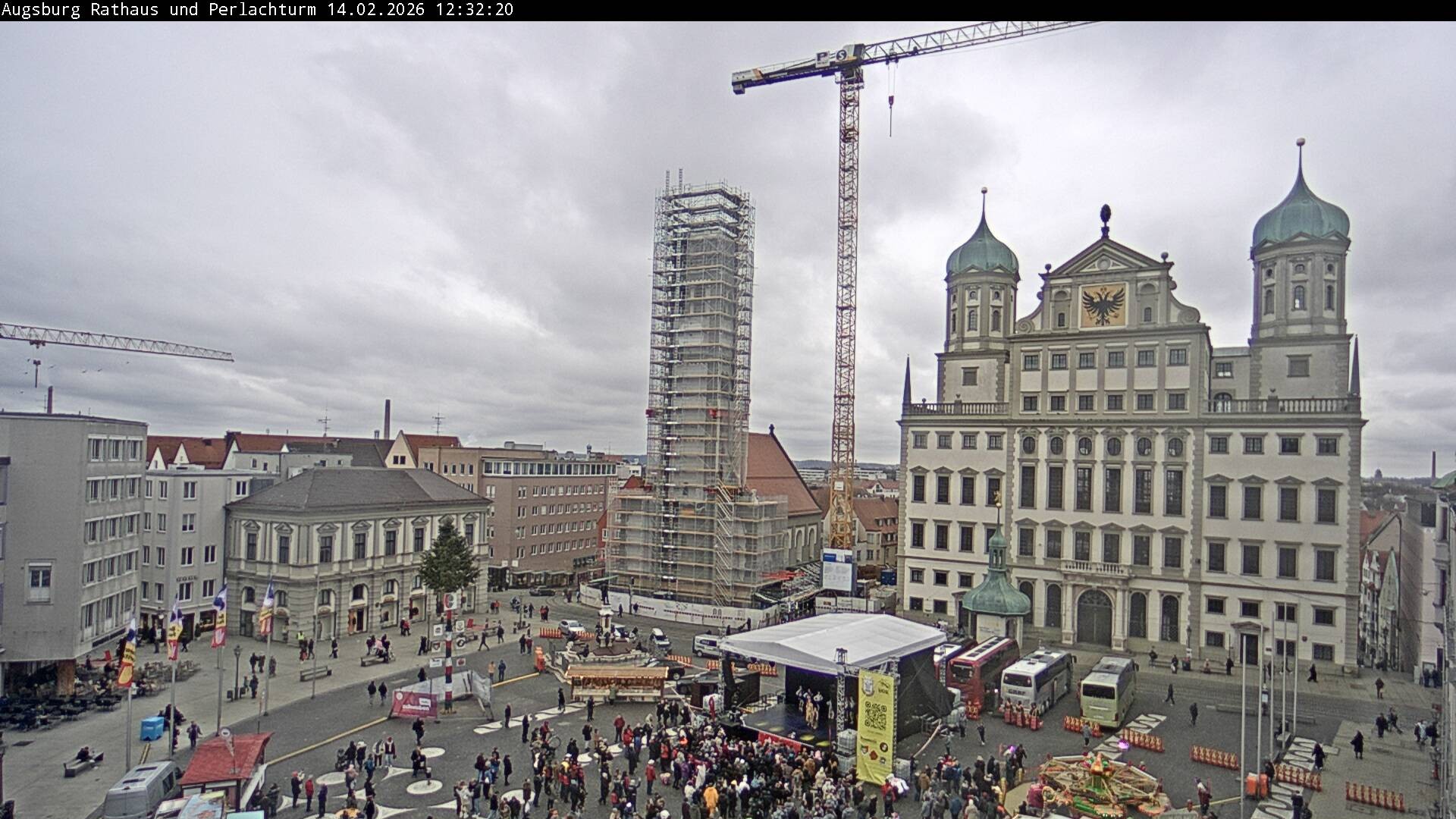 Archiv Foto Webcam Augsburger Rathausplatz und Perlachturm