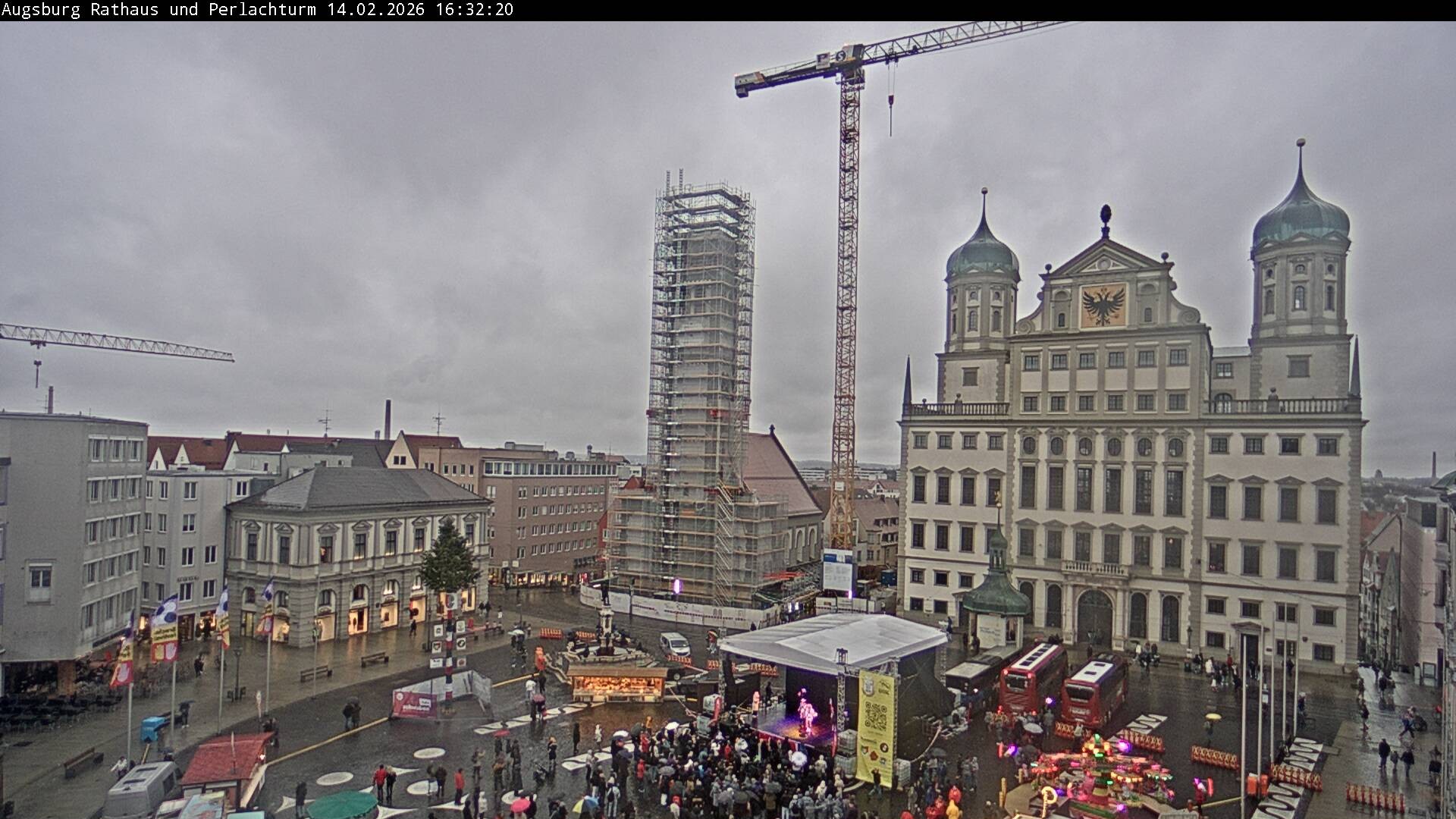 Archiv Foto Webcam Augsburger Rathausplatz und Perlachturm