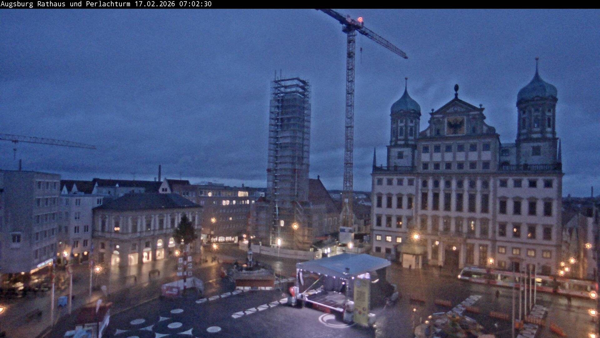 Archiv Foto Webcam Augsburger Rathausplatz und Perlachturm