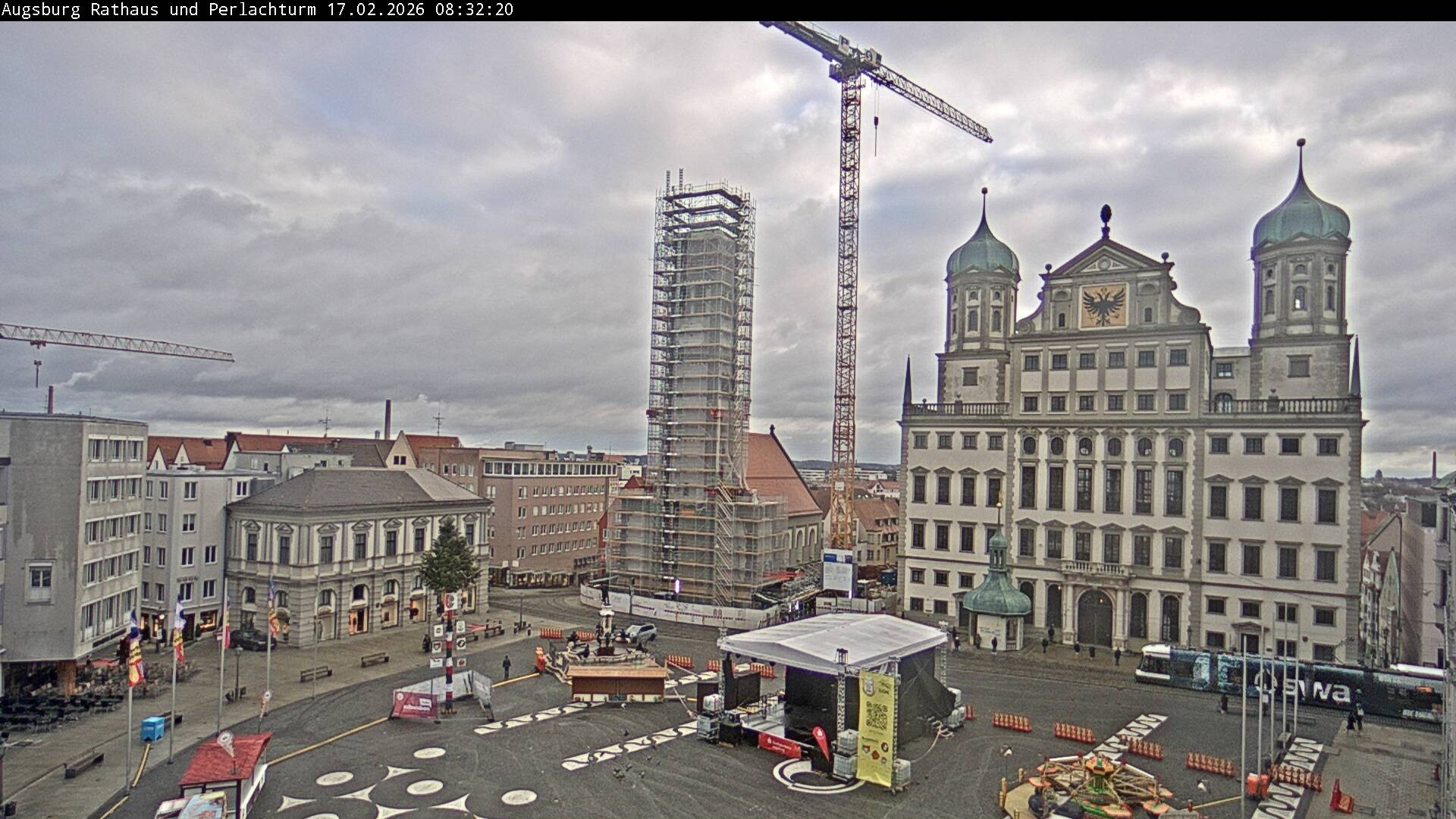 Archiv Foto Webcam Augsburger Rathausplatz und Perlachturm