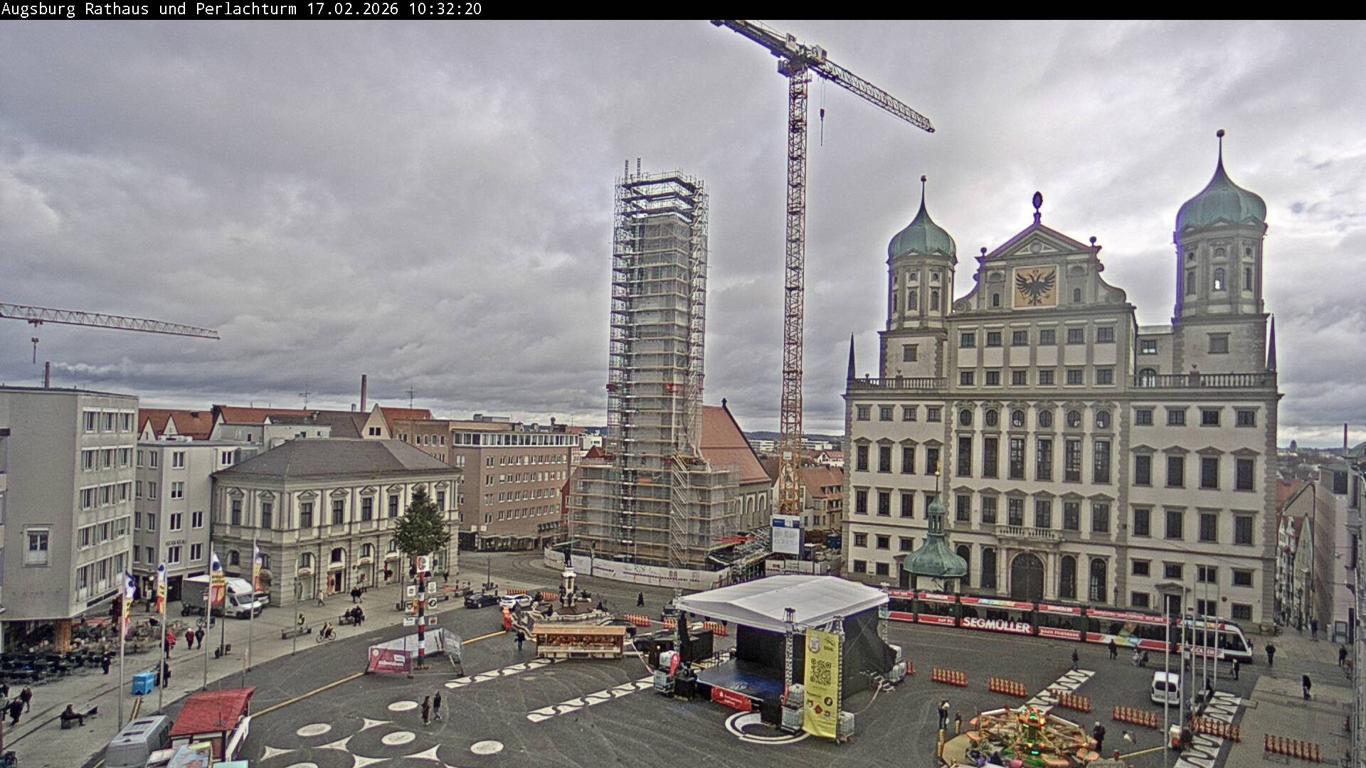 Archiv Foto Webcam Augsburger Rathausplatz und Perlachturm