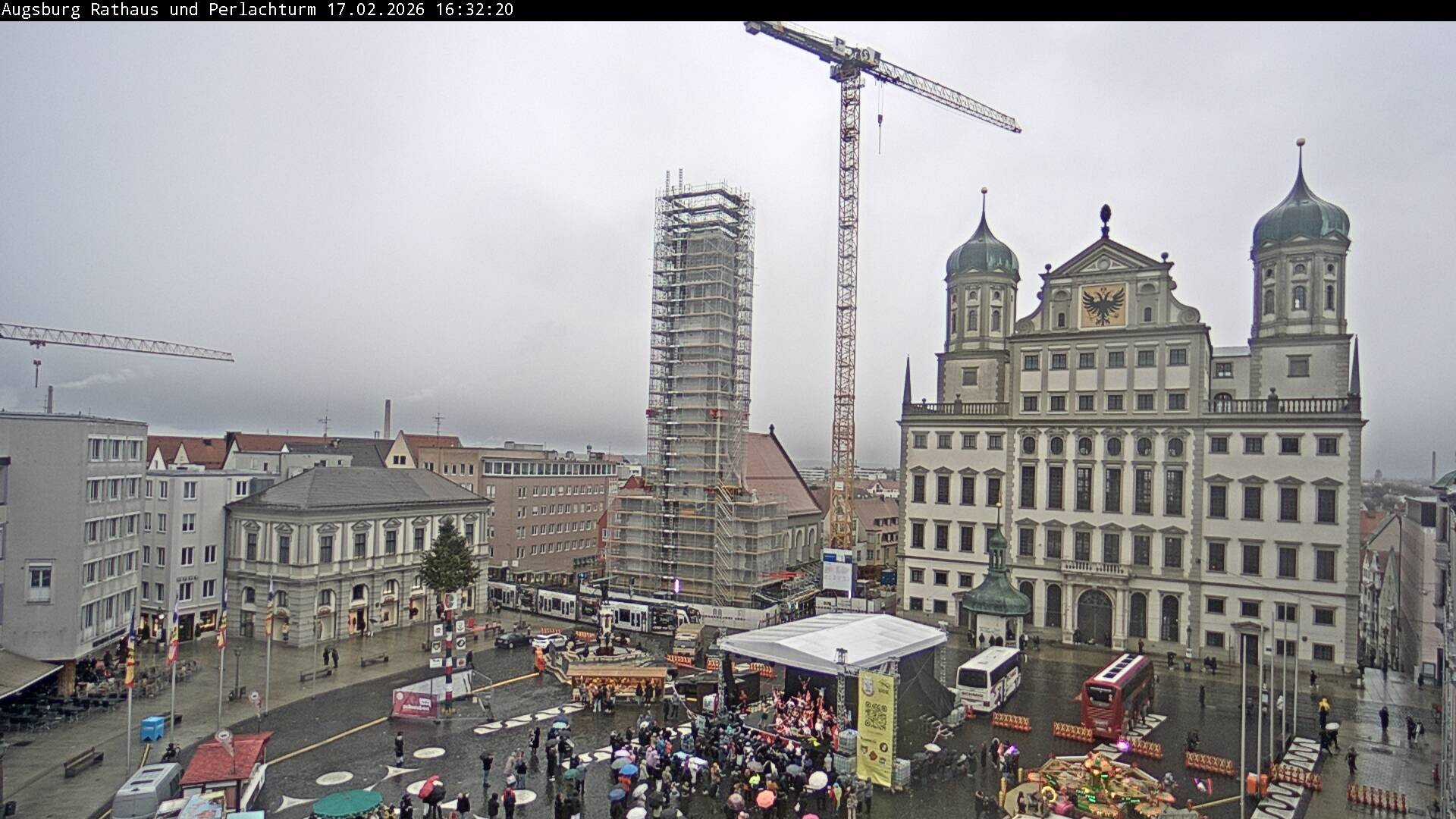 Archiv Foto Webcam Augsburger Rathausplatz und Perlachturm
