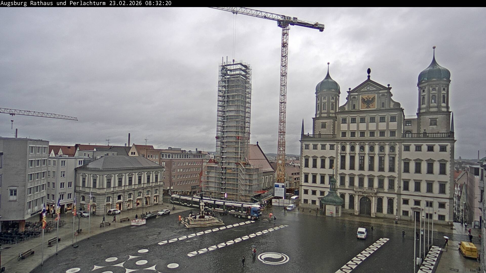 Archiv Foto Webcam Augsburger Rathausplatz und Perlachturm