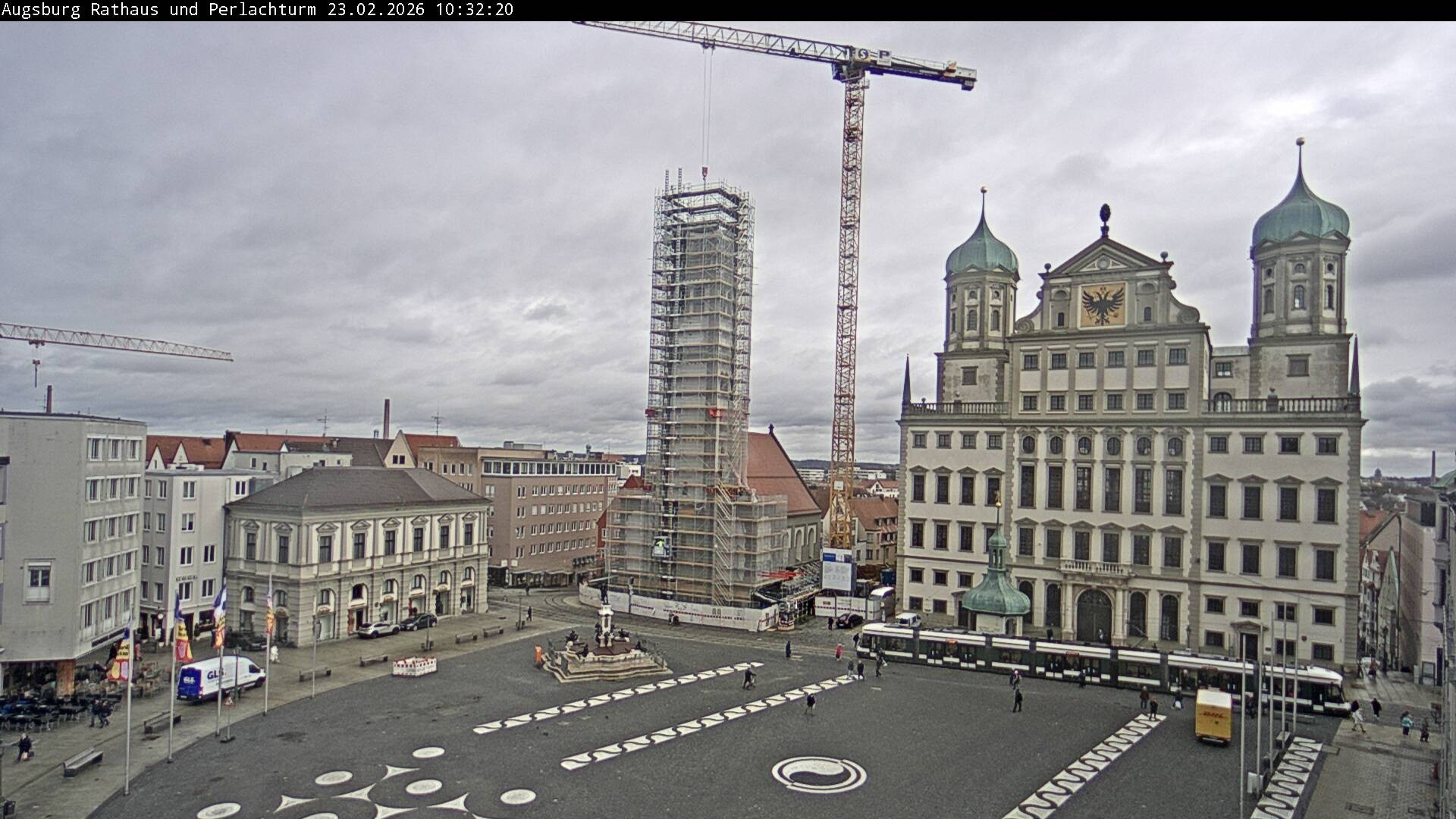 Archiv Foto Webcam Augsburger Rathausplatz und Perlachturm