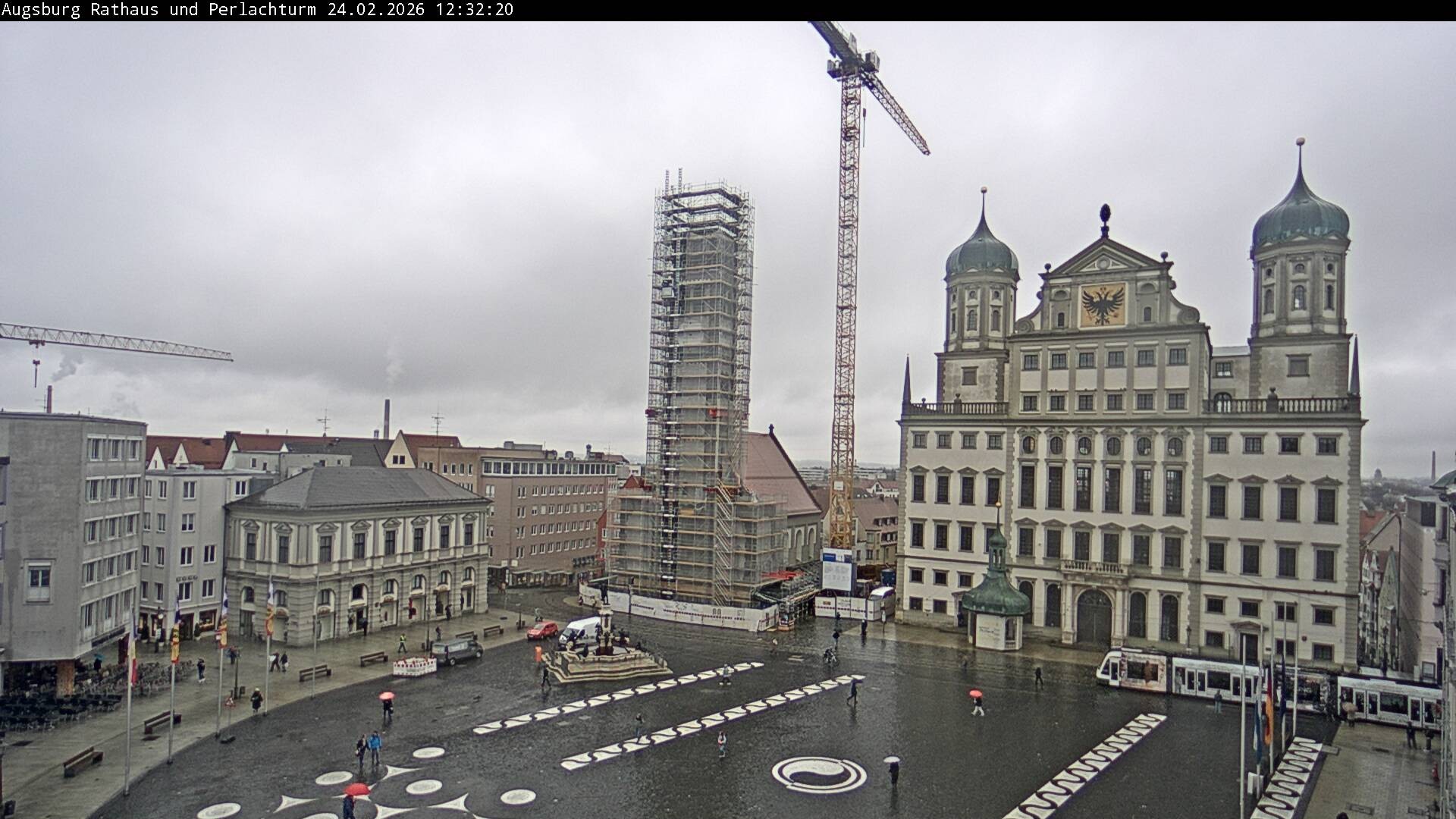 Archiv Foto Webcam Augsburger Rathausplatz und Perlachturm
