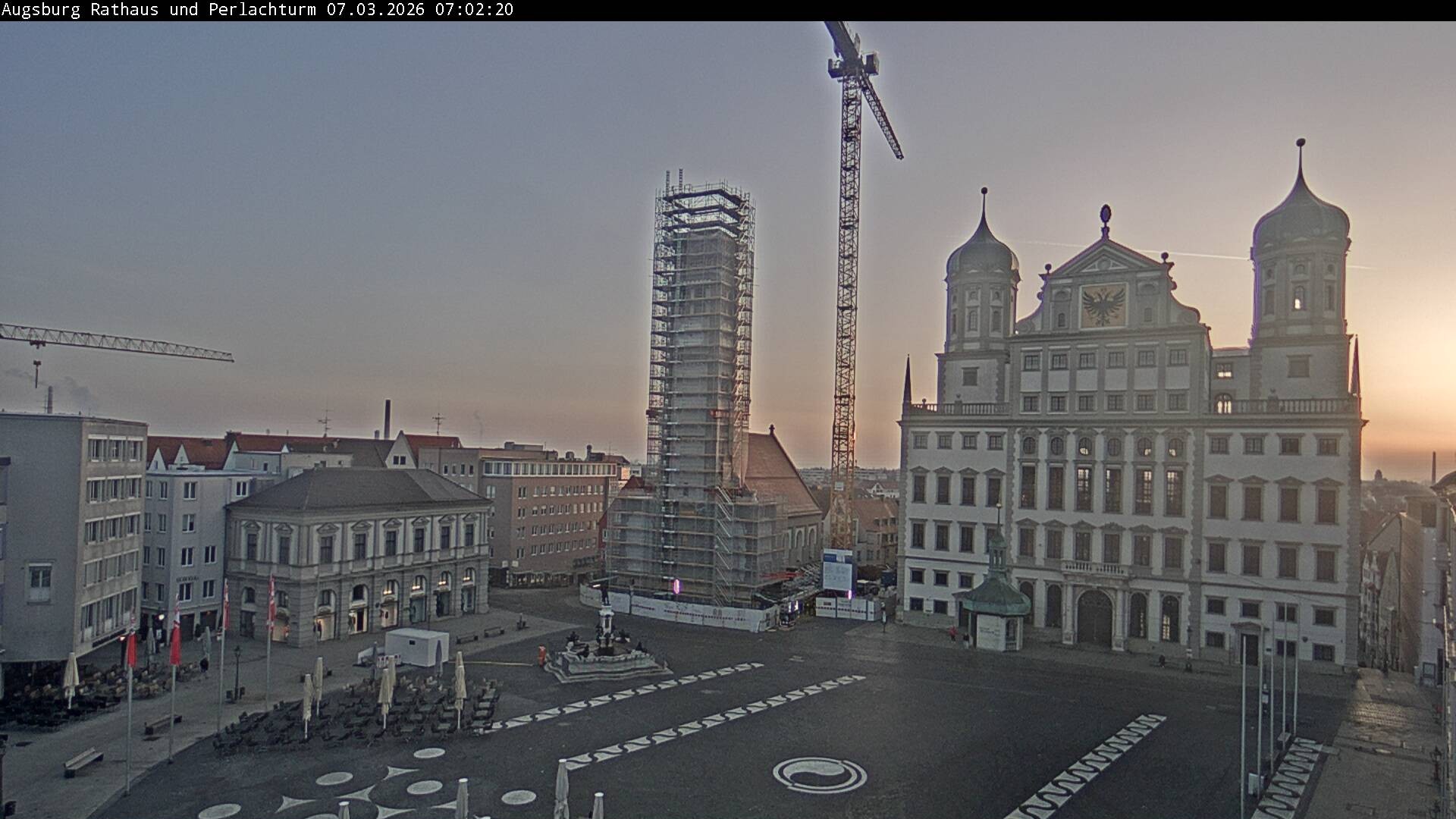 Archiv Foto Webcam Augsburger Rathausplatz und Perlachturm